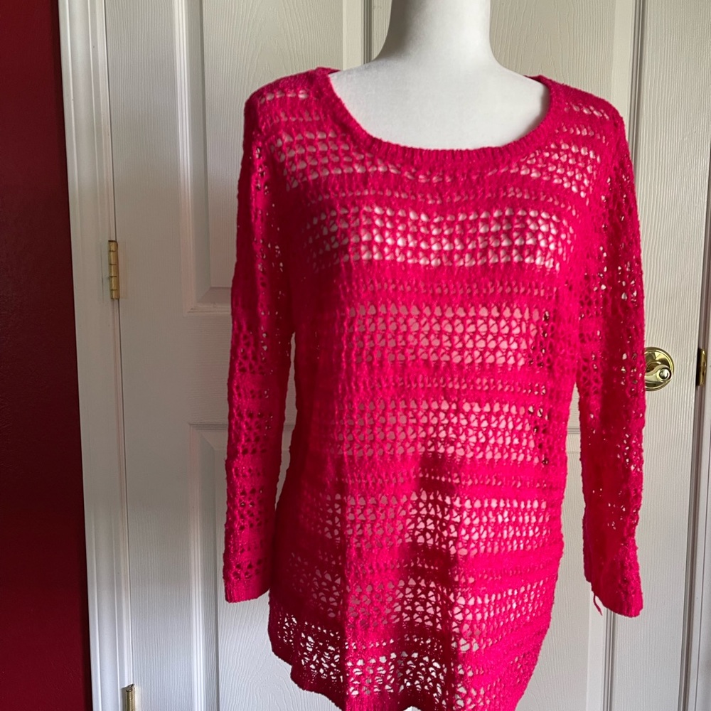 Vibrant Hot Pink Crochet Sweater